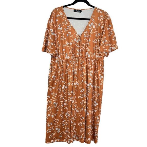 AMZ PLUS Plus Size V-Neck A-Line Faux Wrap Dress Size 2XL - Picture 2 of 7